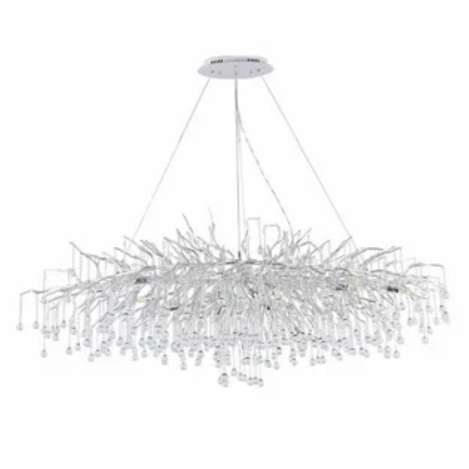 Светильник подвесной ElegantLight DZN-8193 SILVER/СЕРЕБРО D1200*600/H2000/13/G9/35W RAIN 22-07