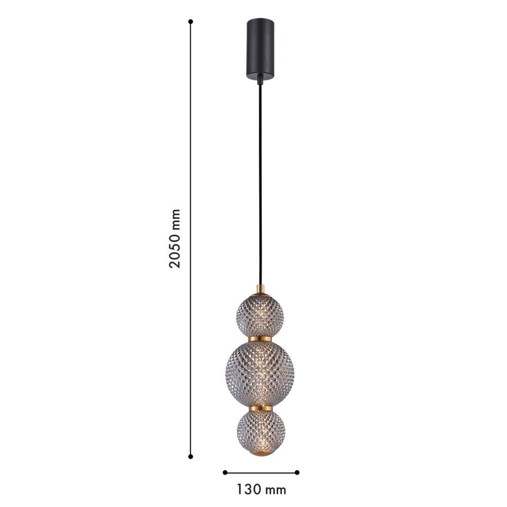 Подвес 13*44-205 см, 1*LED, 7W, 3000K, F-Promo Kiran 4611-1P, черный матовый