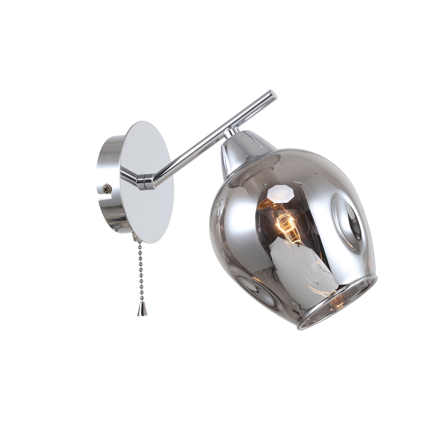 Бра F-Promo Tilda 2657-1W, D220*W115*H190, хром, плафон из стекла дымчато-серого цвета, управление с помощью выключателя