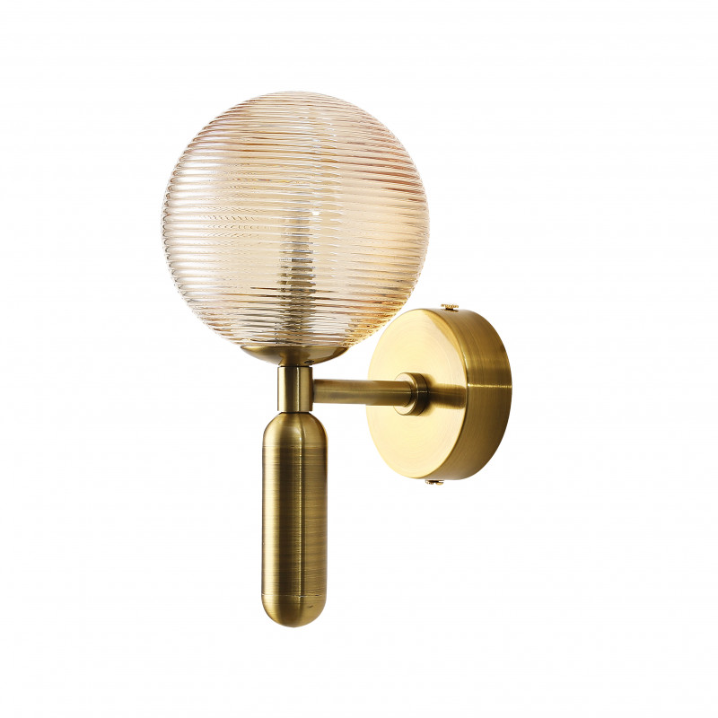 Бра Favourite Idem 2723-1W, D150*W120*H240, латунь, плафон из рифленого стекла янтарного цвета