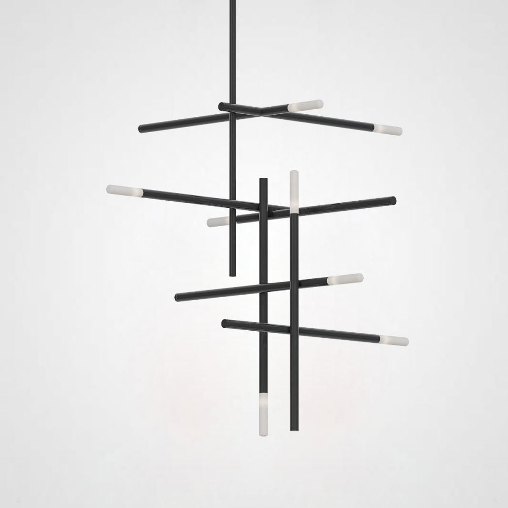 Люстра на штанге TRAVERSE H105 Black 70*70*105 см, 8*G4*20W, 4000K, ImperiumLoft TRAVERSE01, Чёрный