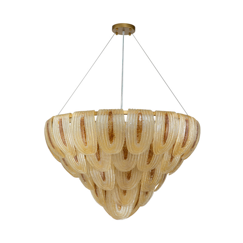 Подвесная люстра Favourite Flavus 3016-16P, D1000*H645/1620, матовое золото, декоративные лепестки из стекла двух цветов, выполненного по муранской технологии