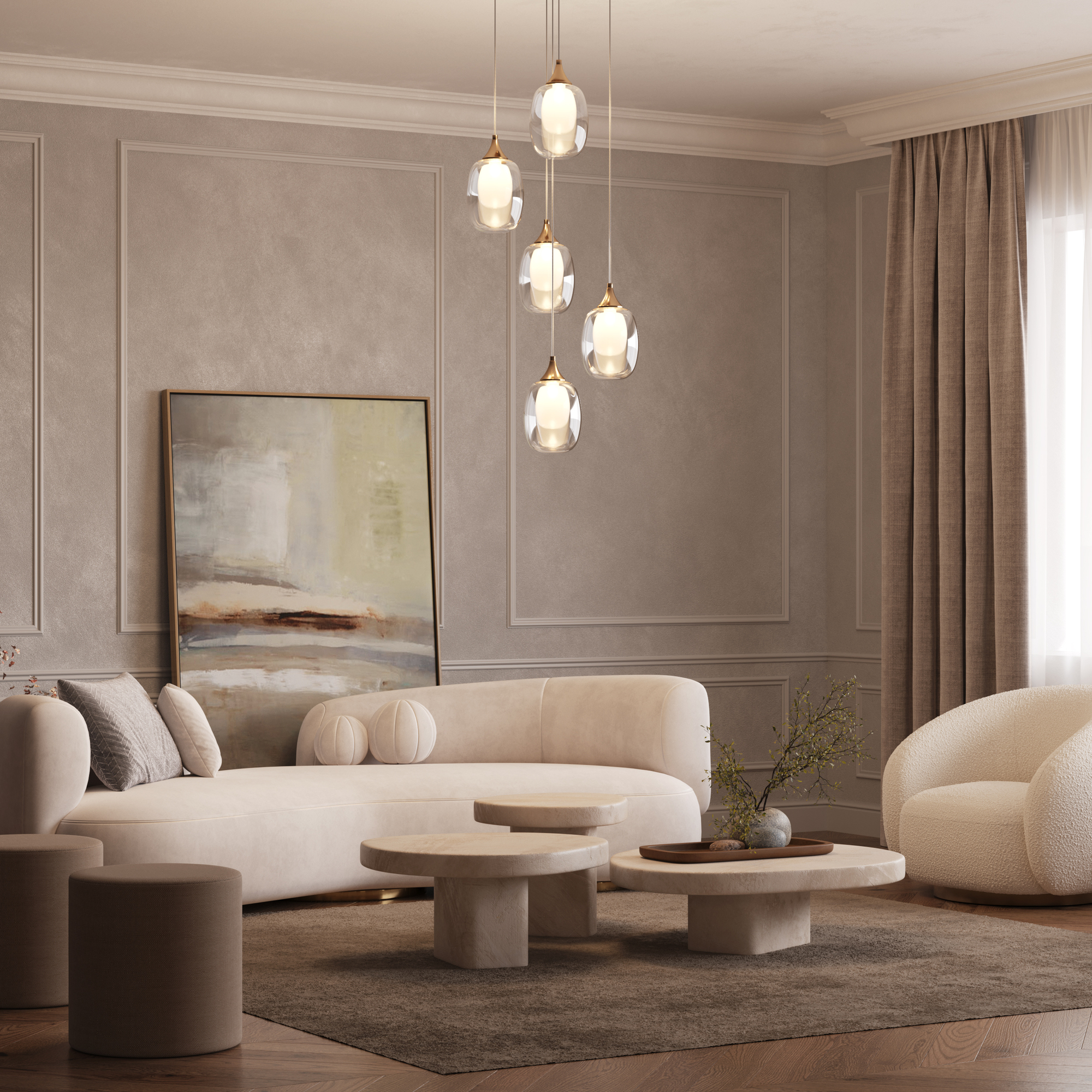 Подвесной светильник *45-335 см, 5*E14, 40W Maytoni Aura MOD016PL-05BS, Латунь