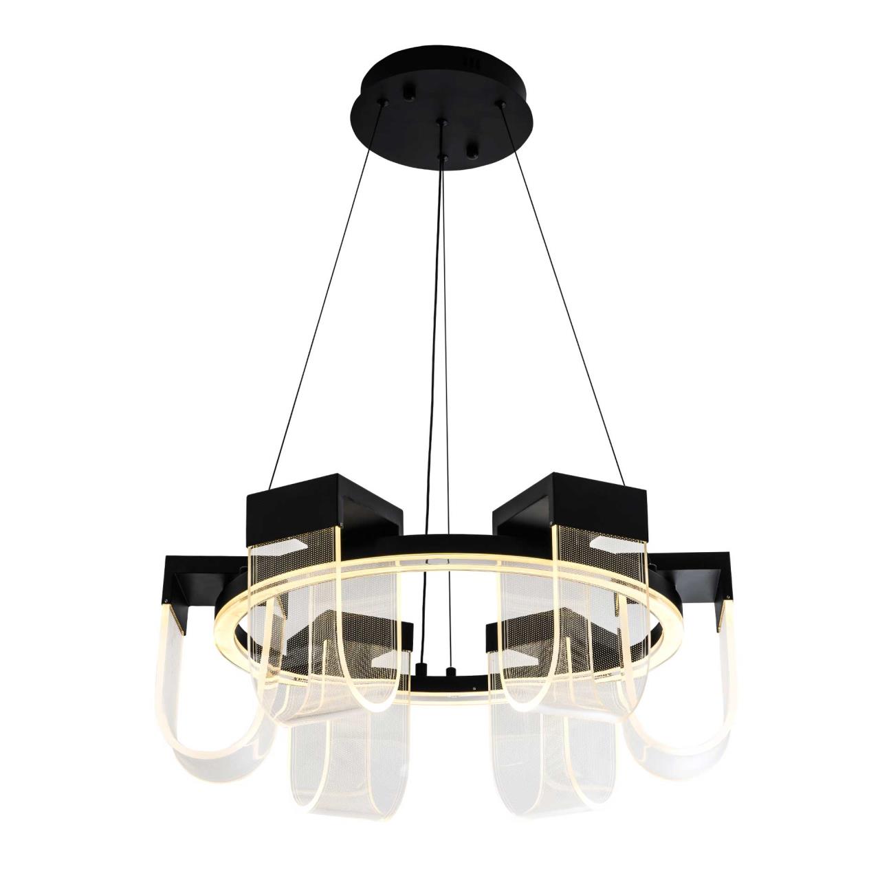 Подвесной светильник 59x59x40см, LED, 72Вт, 2900 / 5700K, LED4U L7707-600 BK Черный