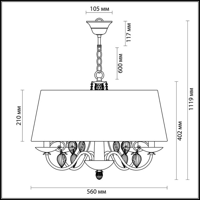 Подвесная люстра Диаметр 56 см Odeon Light Niagara 3921/4 бронза/ткань/стекло