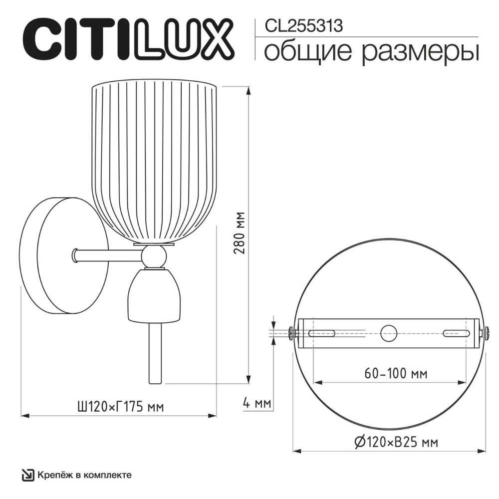 Светильник 28 см, Citilux CARSON CL255313, латунь