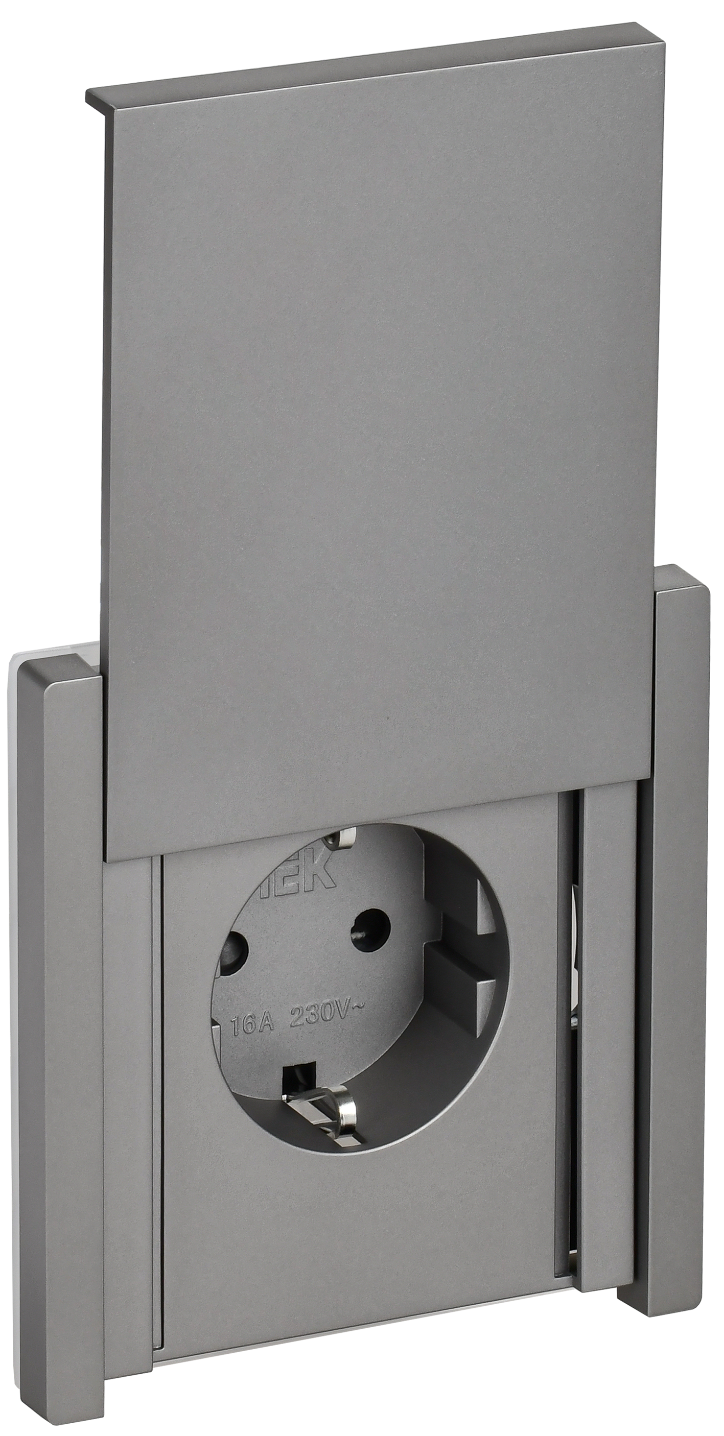 Розетка с з/к/ш с кр. б/к 16А IP44 FP519 стальной IEK FORTE&PIANO, FP-R16-16-1-44-K46