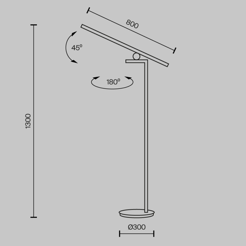 Торшер 80*30*189 см, LED, 3000К, Maytoni Emphaty MOD363FL-L14B3K черный