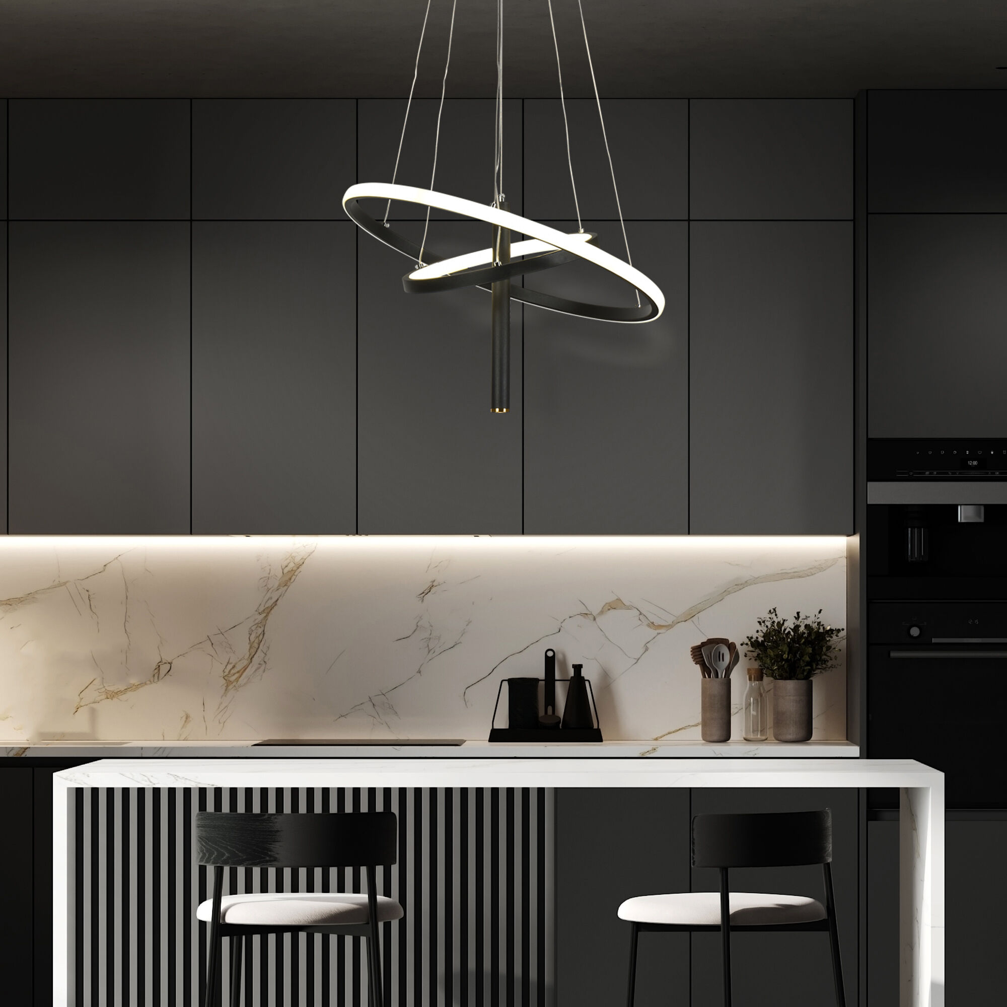 Подвесной светильник 50*50*140 см,  LED*53W, 4200 К, Eurosvet Stroke 90270/1, черный
