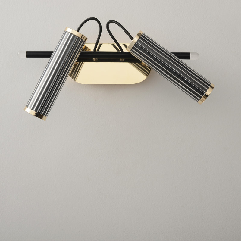 Бра 40*18,5*15 см, 2*LED*3W 3000K Crystal Lux EXTRA AP2 черный+золото+прозрачный