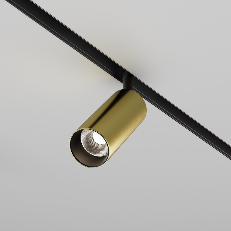 Светильник на шине 5,2*5,2*19,4 см, LED, 12W, 4000К, Maytoni Technical FOCUS LED TR032-2-12W4K-M-BBS латунный