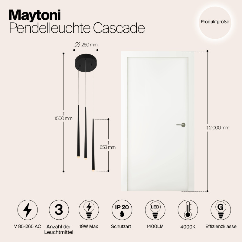 Светодиодный светильник 26 см, 15W, 4000K, Maytoni MOD132PL-L28BK1, черный