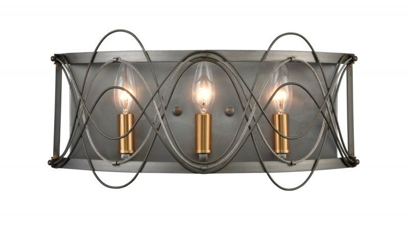 Бра 11*41*21 см, 3*E14 никель, античная латунь Vele Luce Stradivario VL4104W03