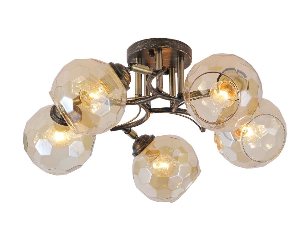 Люстра L530 x W530 x H220, мм, 5*40W (200W), BRONZE+BLACK(Бронза+Чёрный) Rilon 06475/5 BRONZE+BLACK