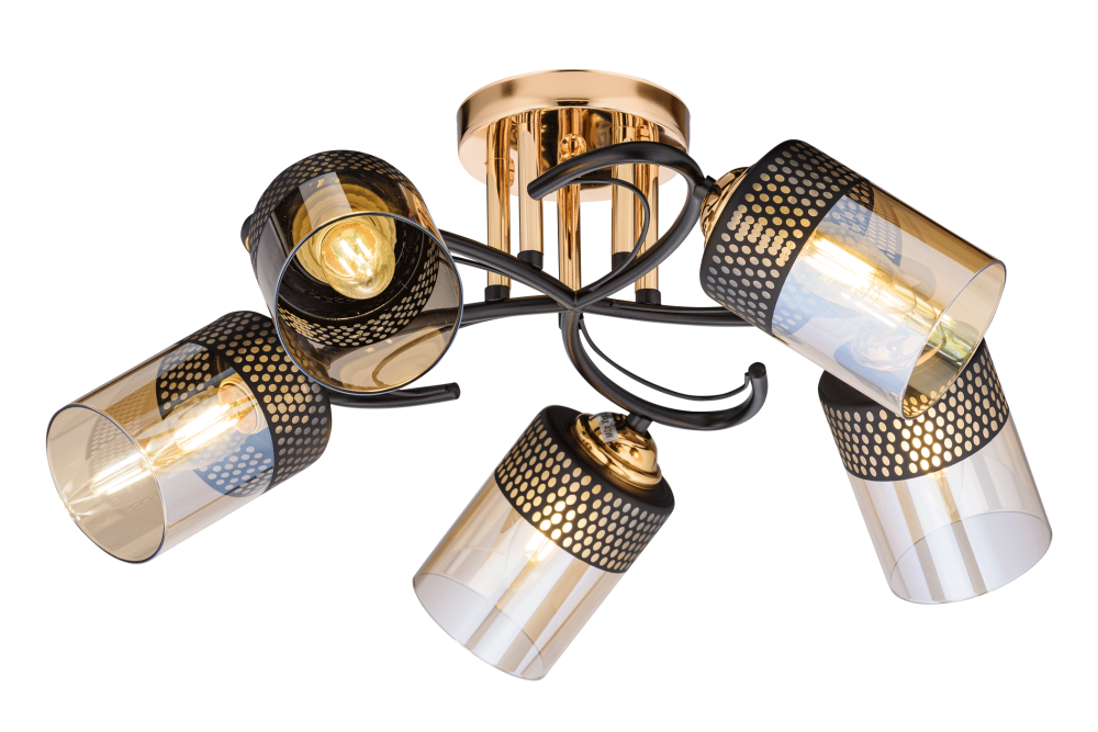 Люстра Ø570 x H220, мм, 5*40W (200W), GOLD+BLACK(ЗОЛОТО+ЧЁРНЫЙ) Rilon 06773/5 GOLD+BLACK