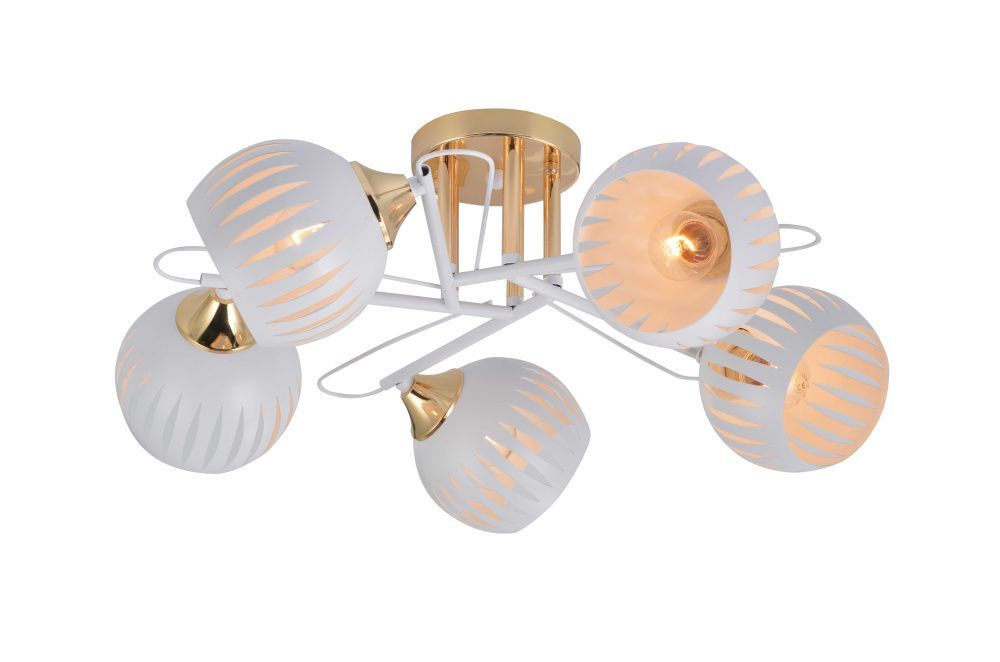 Люстра L550 x W550 x H230, мм, 5*40W (200W), FGD+WH (Золото+Белый) Rilon 29058/5 FGD+WHITE