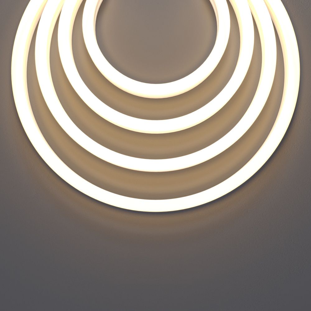 Гибкий неон 17x12 24V 10W/м 3000K IP67 5м, 500*1*2 см, Maytoni Led Strip Изгиб поперек оптической оси 432001, Белый