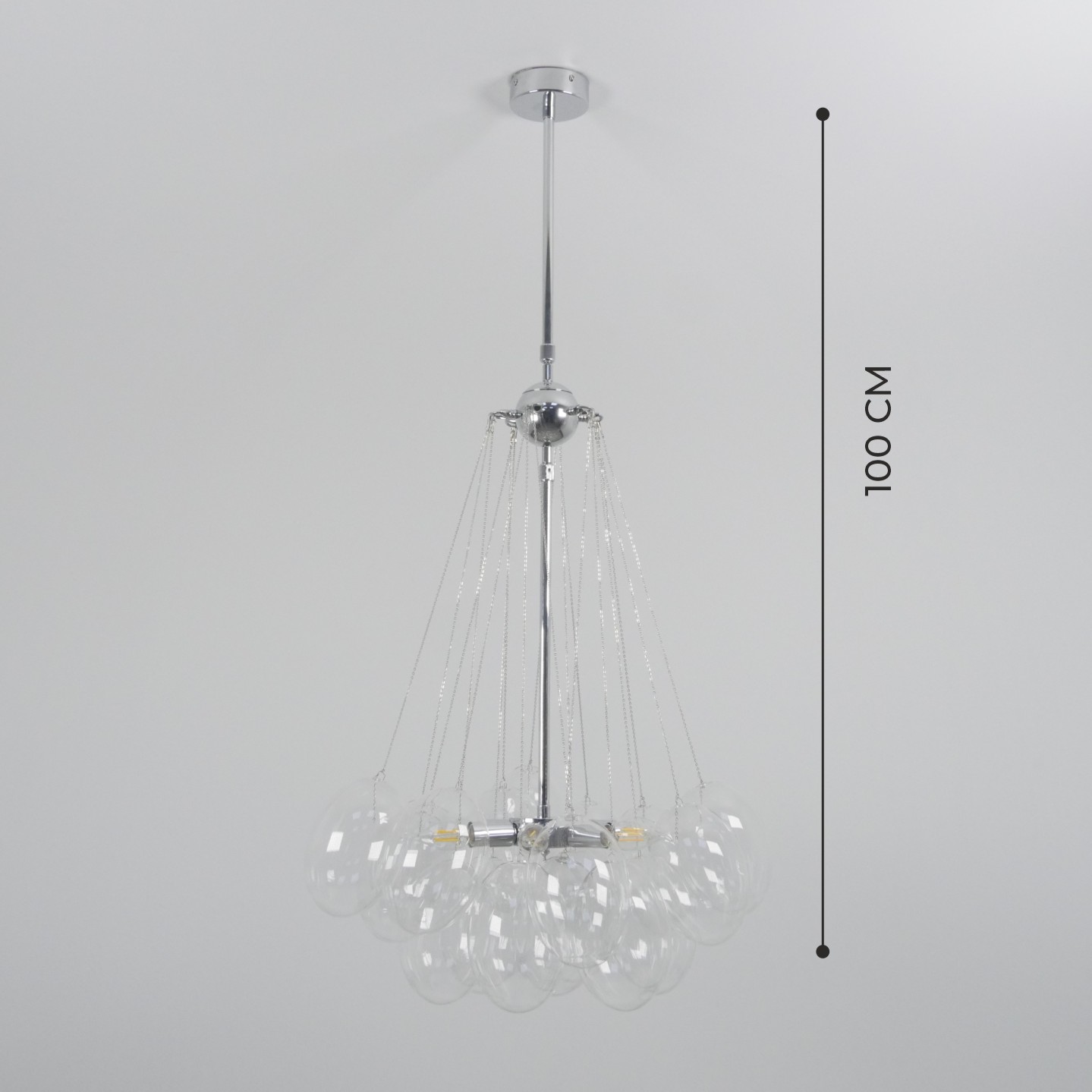 Светильник ElegantLight DZN-20586 ХРОМ+ПРОЗРАЧНЫЙ D/H/6/E27/40W+19 стеклянных плафонов без ламп GRAPE 23-12