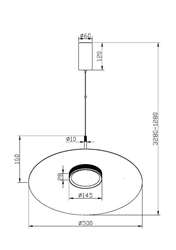 Подвесной светильник 50*328 см, LED, 12W, 3000К, Maytoni El MOD041PL-L15W3K1 черный