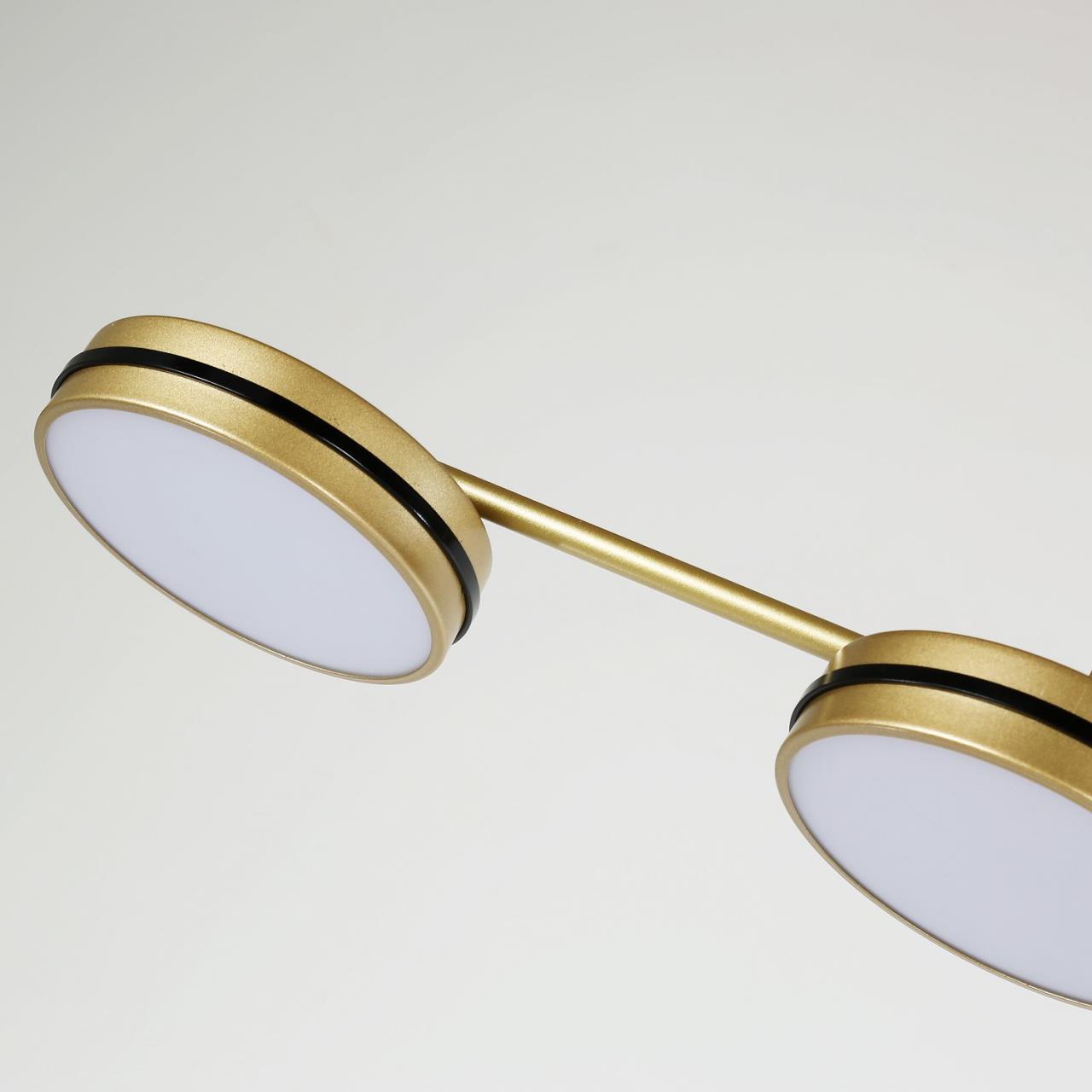 Подвесная люстра F-Promo Disco 4043-4P, L1000*W150*H140/1140, каркас матового цвета золота, рассеиватели из белого акрила, декоративные линии черного цвета