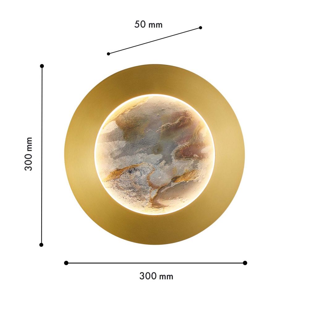 Бра 30*30 см, 1*LED, 24W, 4000K, Favourite Lago 4597-1W, латунь
