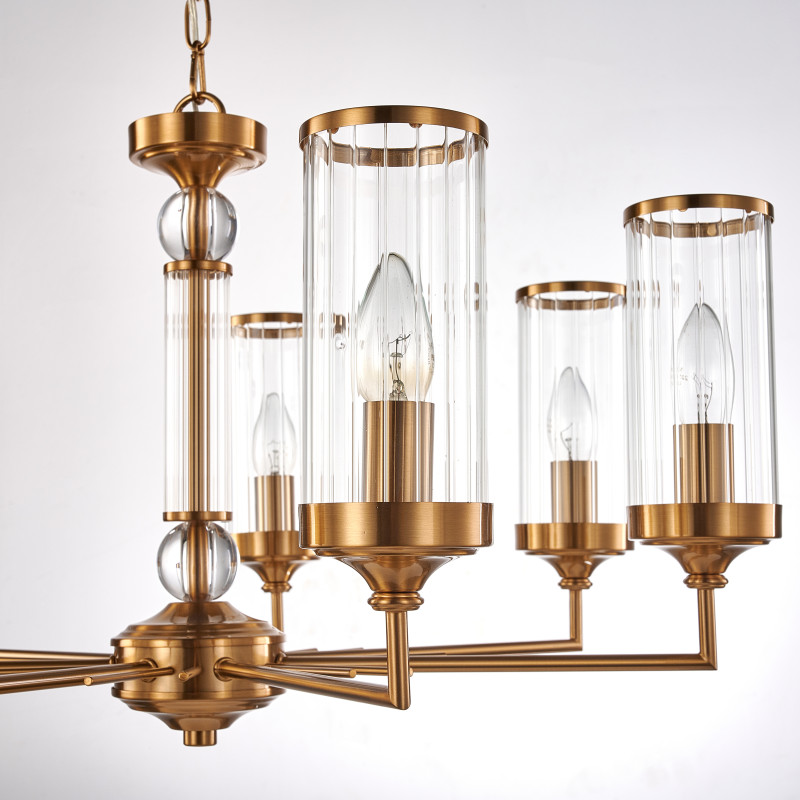 Подвесная люстра Favourite Basis 2927-7P, D655*H395/1500, античной латуни, плафоны и декор из прозрачного стекла