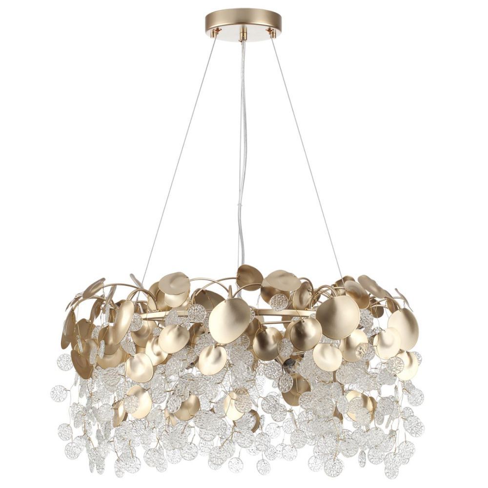 Люстра *60*63,5-133,5 см, 8*E14*40W, Odeon Light COINS 5104/8, золотистый/стекло