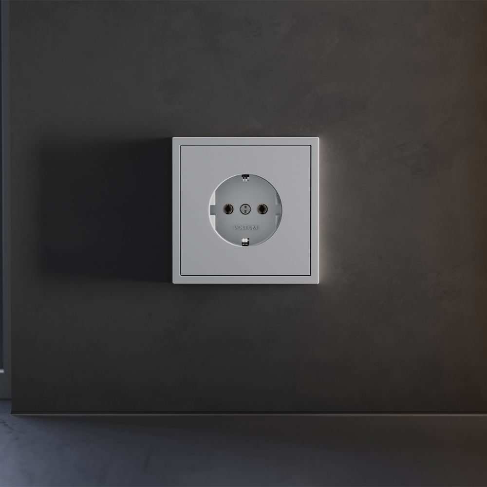 Накладка для розетки с заземлением, S70, серый Voltum VLS000616