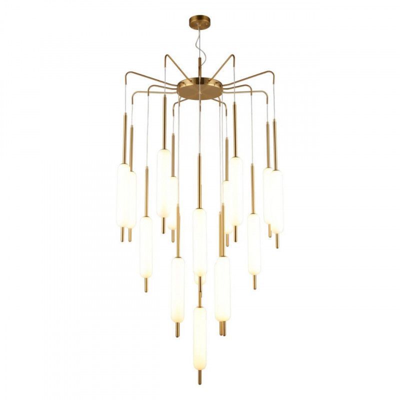 Каскадная люстра 90*180-250 см 136W, 3000K, Aployt Carla APL.010.03.136, золото матовое