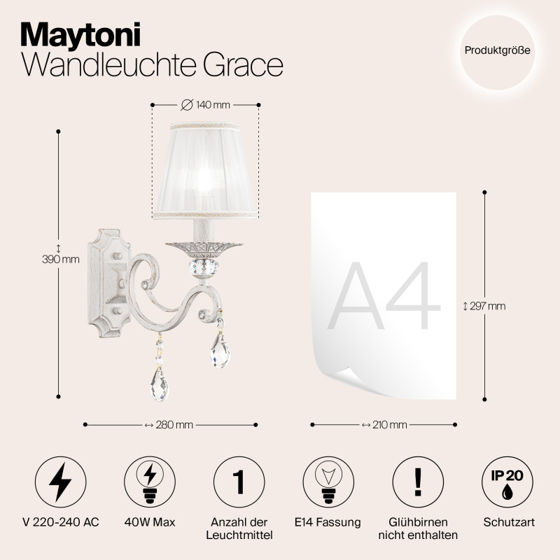 Бра Maytoni ARM247-01-G Кремовое золото