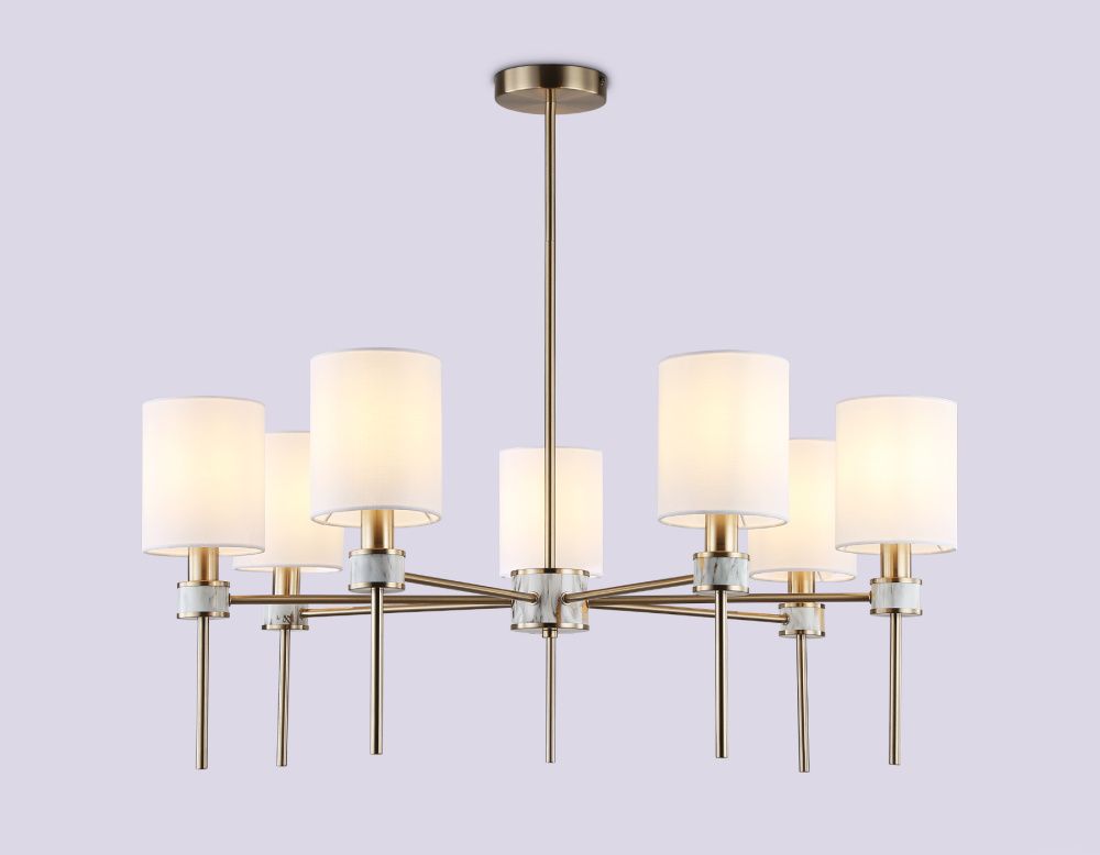 Люстра с абажурами на штанге **72- см, 7*E14*40W, K, Ambrella Light High Light LH72373, темная латунь