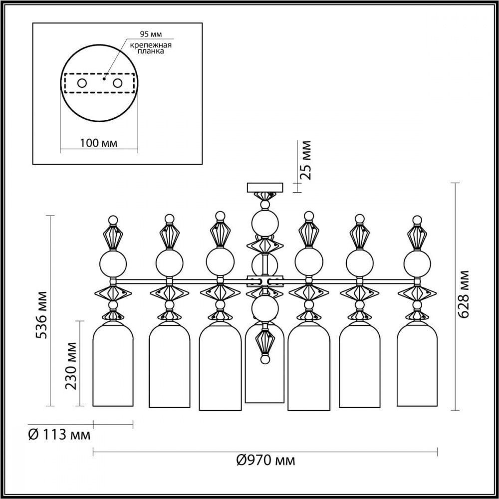 Подвесная люстра диаметр 97 см Odeon Light Bizet 4855/7C Золото