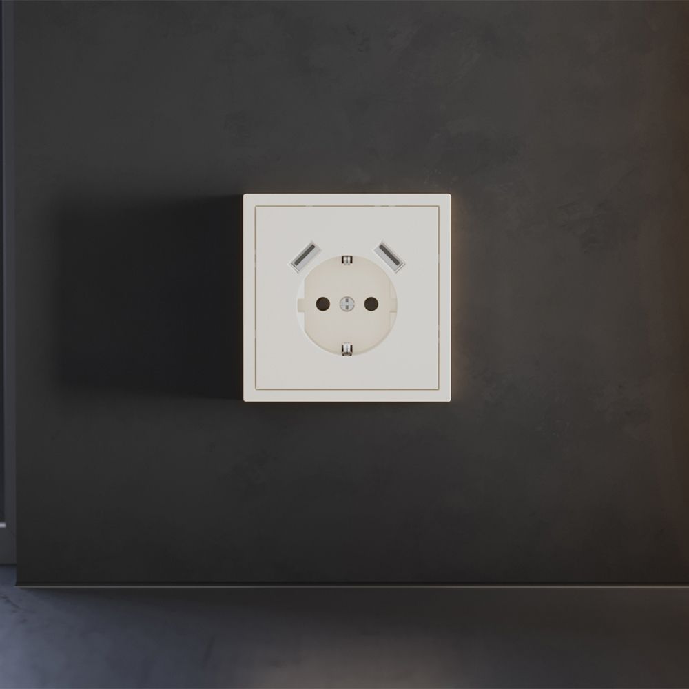 Накладка для розетки с заземлением и защитными шторками, с USB A+A, S70, хлопок Voltum VLS000913