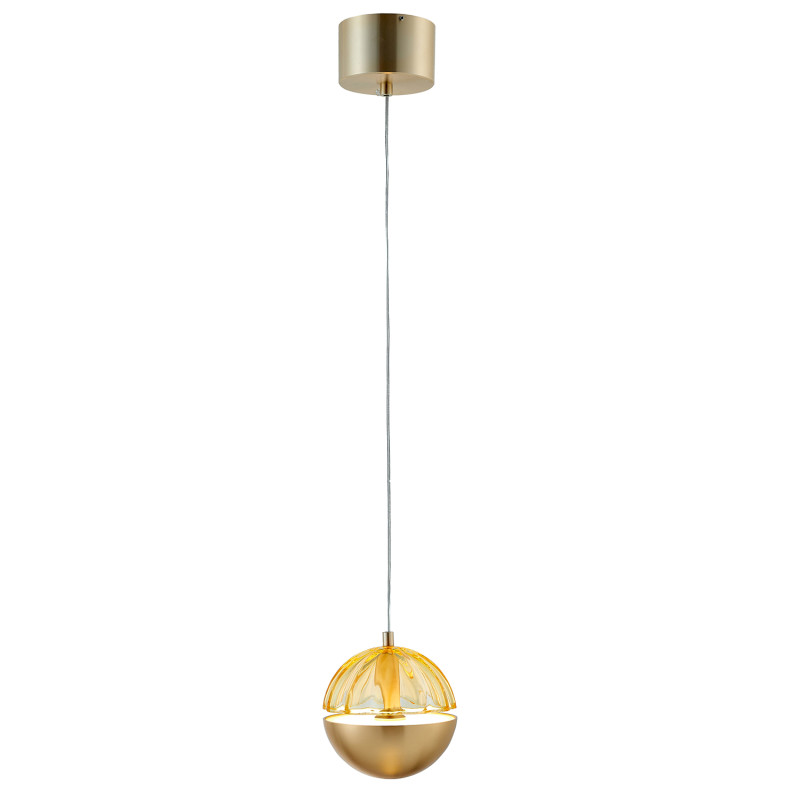 Подвесной светильник 12*180 см, 5W, Favourite Ballonger 4325-1P золото, янтарное стекло