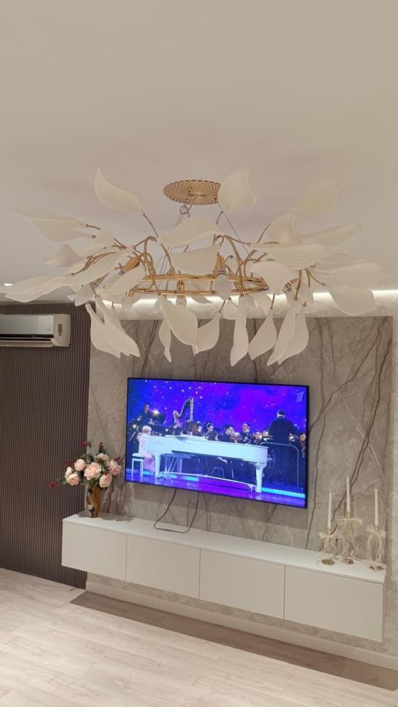 Подвесная люстра 60*120 см, 12*E14, 480W, Wertmark Miranda WE123.12.303, золотой