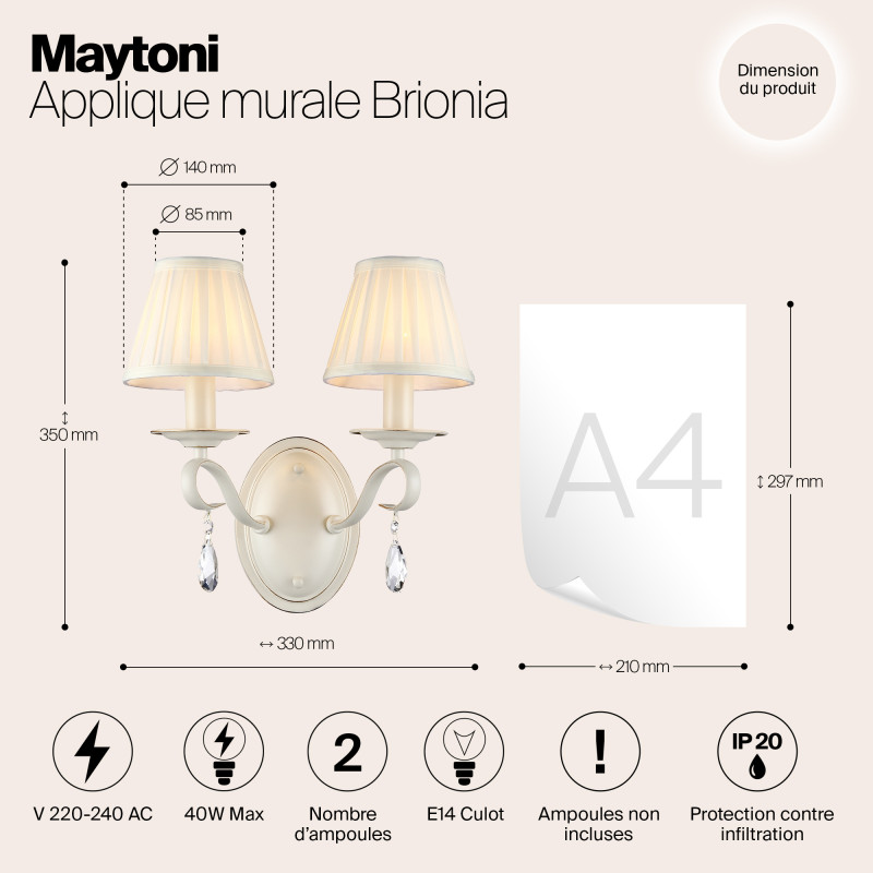 Бра Maytoni ARM172-02-G Кремовое золото