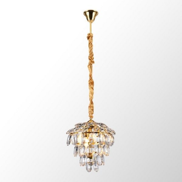 Подвесной светильник хрусталь 27 см, Lussole Presidio LSP-6012, золото