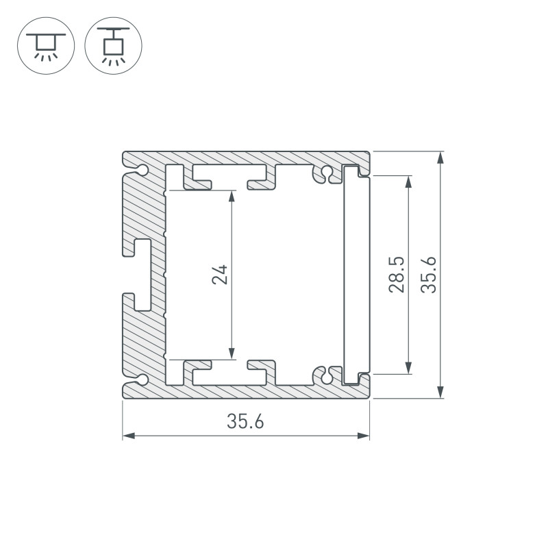 Профиль Arlight 039592 25,133*3,5*3,5 см. Цена указана за 1 штуку.  экран отдельно