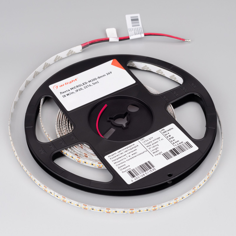 Лента MICROLED-M300-8mm 24V Warm3000 (8 W/m, IP20, 2216, 5m) (Arlight, Открытый) 023559(2). Цена указана за 5 метров. Продается кратно 5 метрам.