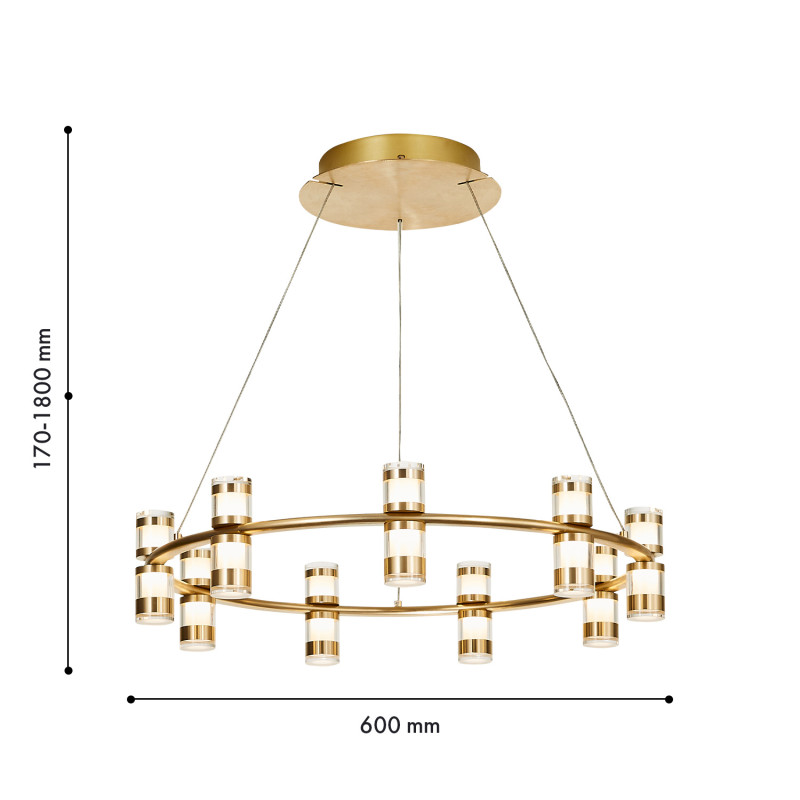 Подвесная люстра 60*180 см, 27W, Favourite Ampullen 4323-9P золото, прозрачное стекло, матовое золото