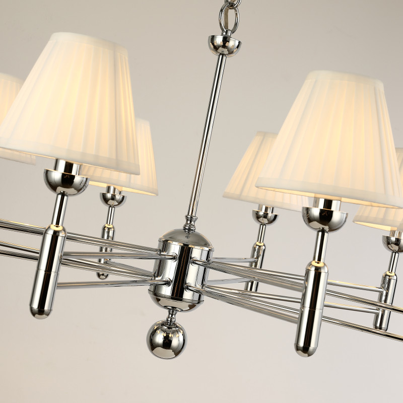 Подвесная люстра Favourite Avangard 2952-8P, D900*H540/1540, хром, плафоны из белой ткани