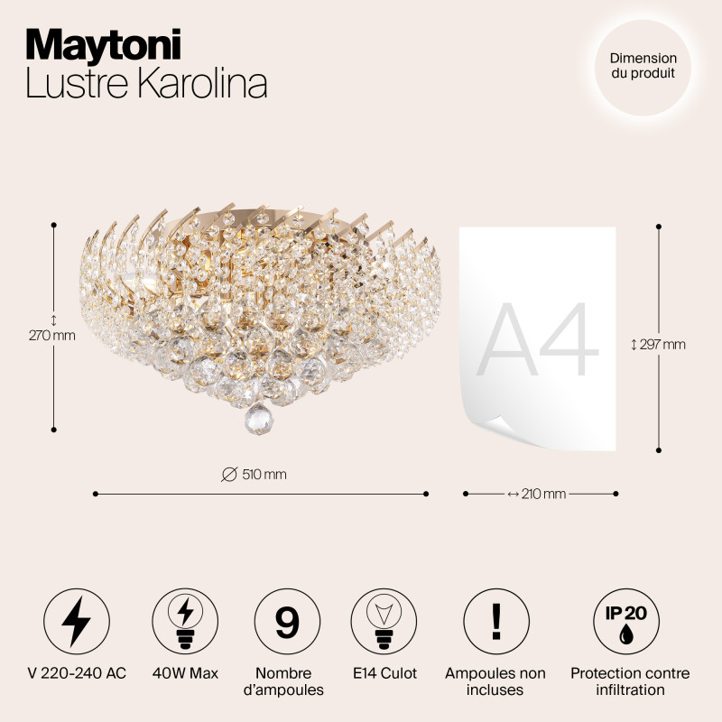 Люстра хрустальная диаметр 510 мм Maytoni DIA120-09-G золото