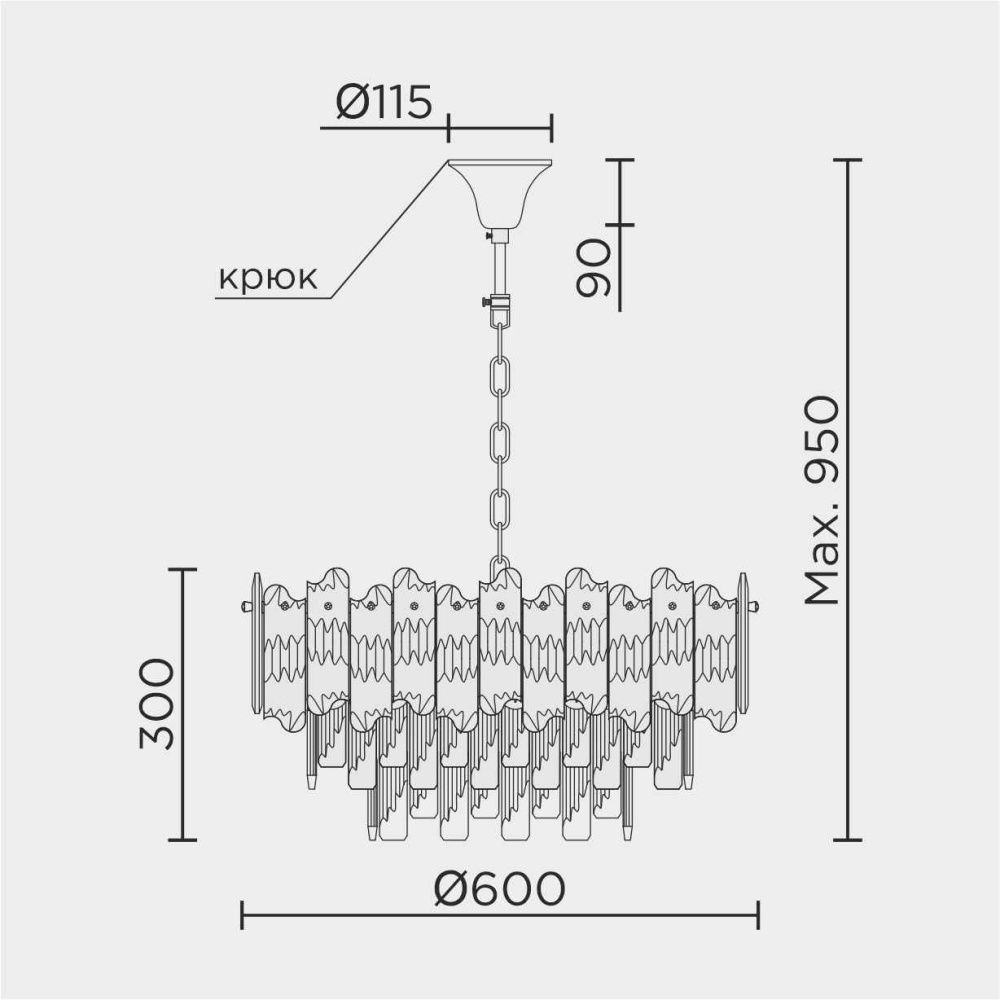 Подвесная люстра 60*60*100 см, Е14 12x40ВтW, , Золото MODELUX ML.7083.12 GD