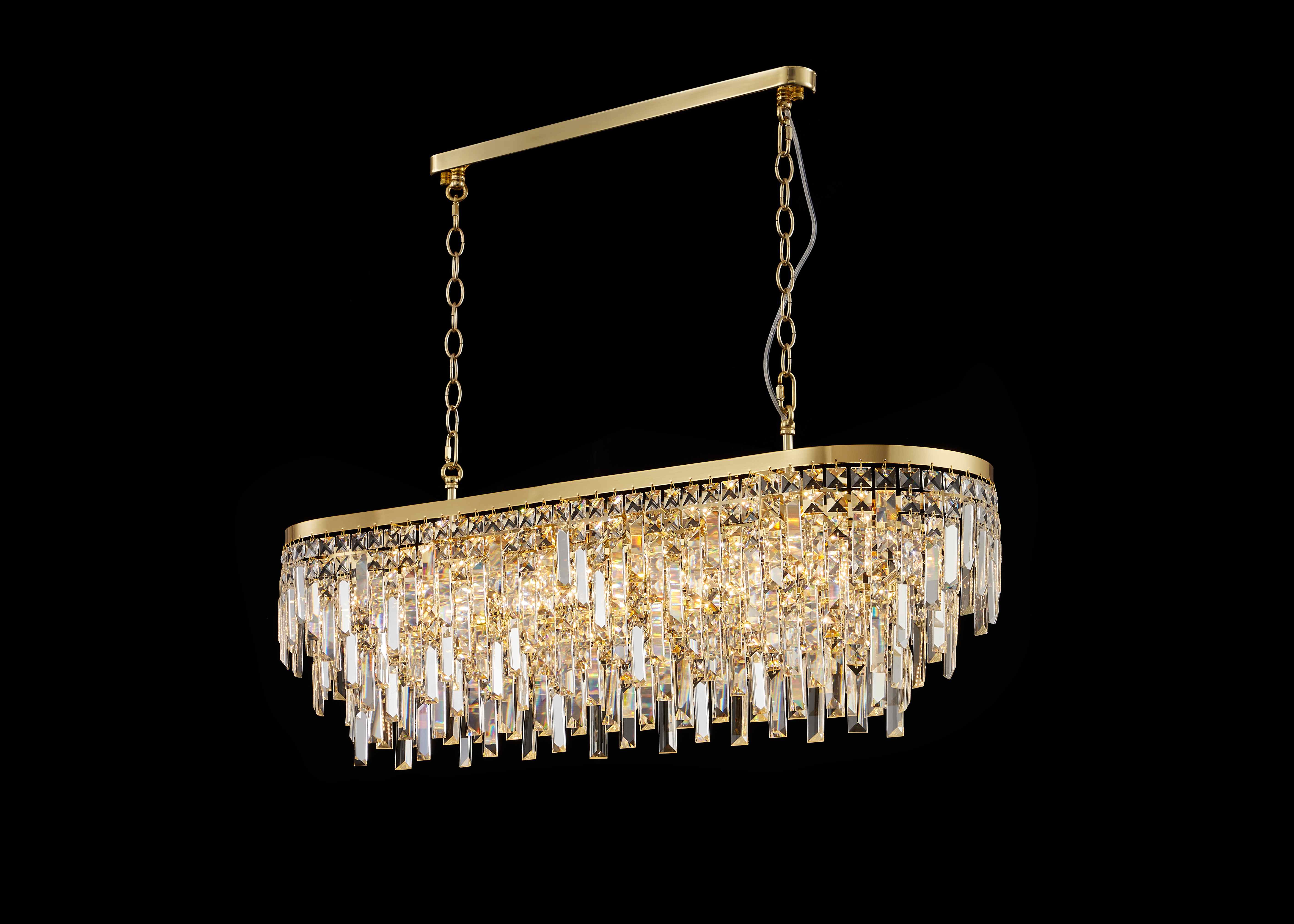Люстра  1000*300*300, 10*E14, 40W NewRgy Cristallo F7-L1000*W300*H300 OVAL H GOLD, H GOLD