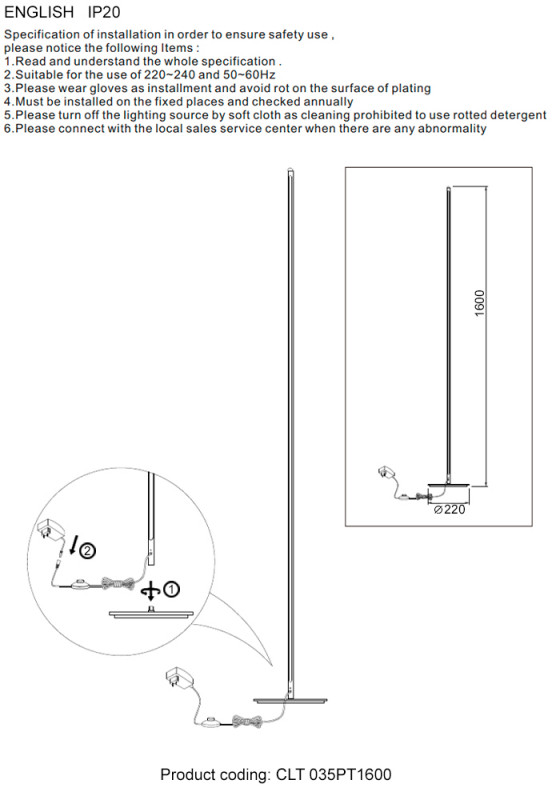 Торшер 18 см, 25W, 3000K Crystal L ux CLT 035PT1600 GO Золото