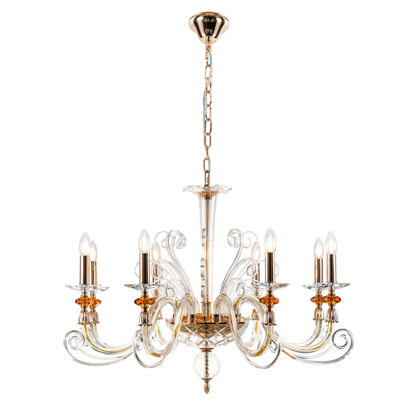 Люстра 84 см, Crystal Lux CATARINA SP8 V2 GOLD/TRANSPARENT-COGNAC Золотой/Прозрачный