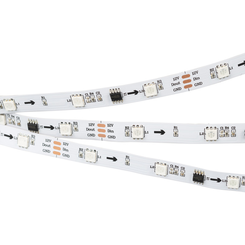 Лента SPI-B30-10mm 12V RGB-PX3 (7.2W/m, IP20, 5060, 5m) (Arlight, бегущий огонь) 026368(2). Цена указана за 5 метров. Продается кратно 5 метрам.