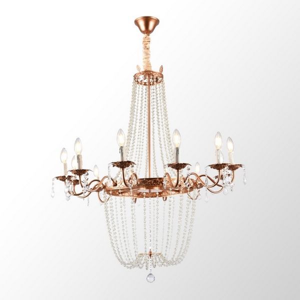 Подвесная хрустальная люстра 95 см, Lussole Rains LSP-6003, бронза