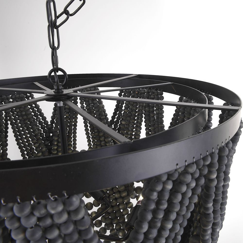 Подвесная люстра Amelia Wood Bead Chandelier 60*60*71 см, 5*E14*40W, ImperiumLoft 40.2125, Чёрный, Коричневый