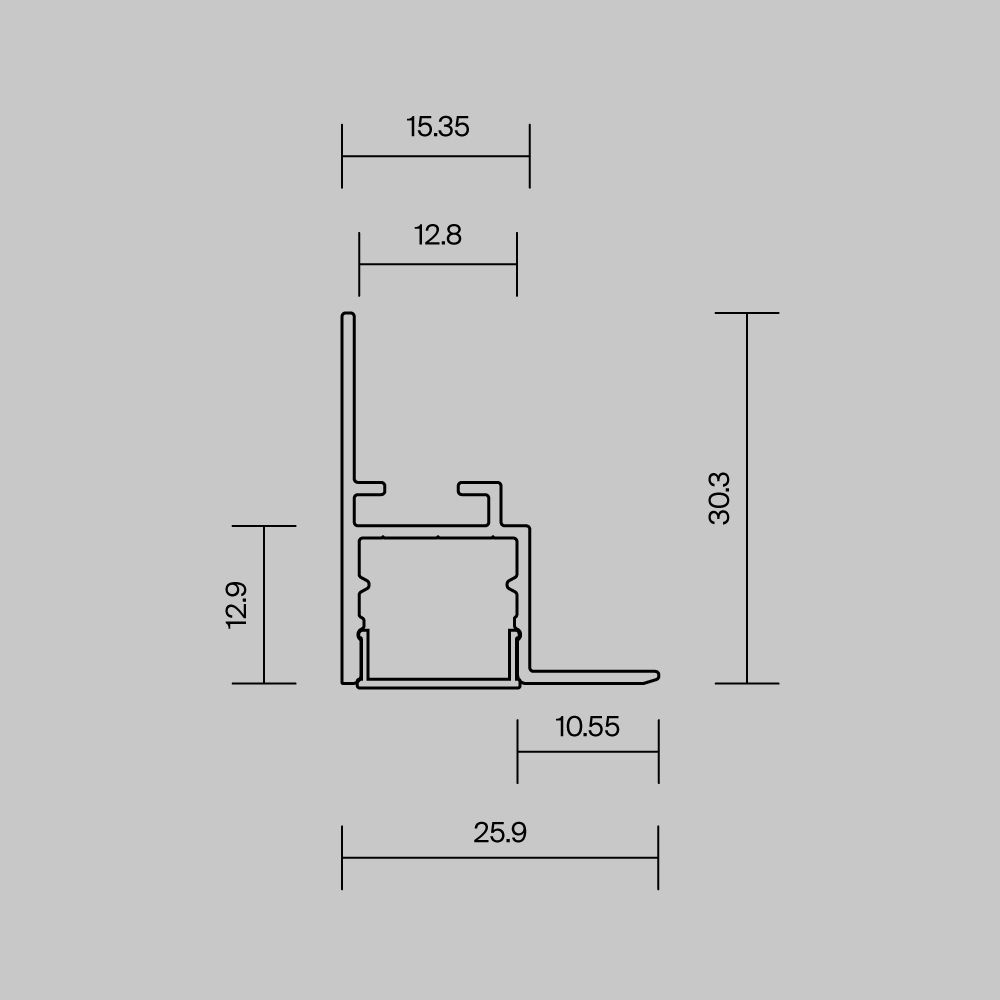 Алюминиевый профиль встраиваемый скрытого монтажа 26x30 (Серебро, 2 м), ALM-2630-S-2M 632014, 200*3*3 см, Maytoni  632014, Серебро